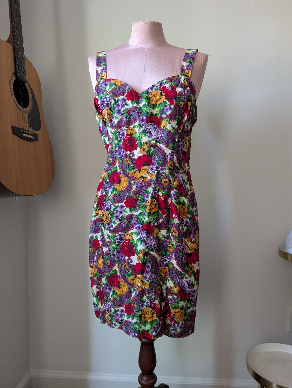 Vintage 90s RAMPAGE Paisley Floral Mini Dress 11 Sweetheart Grunge